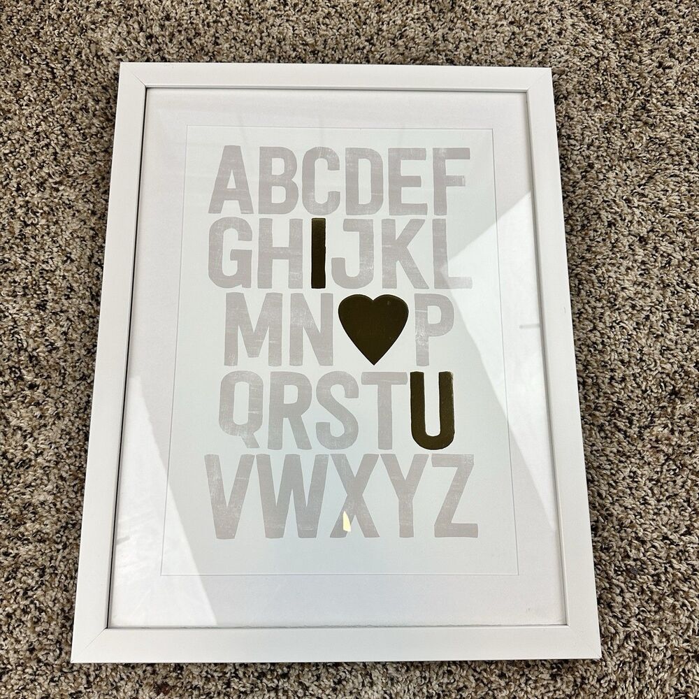 Hobby Lobby Alphabet White, Grey, & Gold Framed Children's Wall Art/Decor